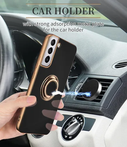 Miniatura 5 de Funda compatible con Samsung Galaxy S22 con soporte de anillo [con magnético] TPU suave a prueba de golpes, galvanizado para Galaxy S22 5G