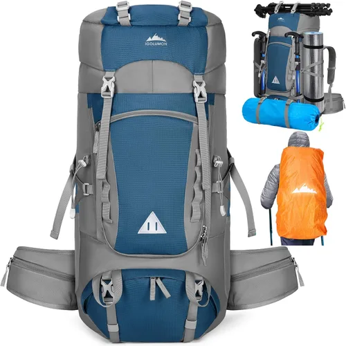 Miniatura 9 de IGOLUMON Mochila de senderismo de 60 litros impermeable mochila de camping con cubierta de lluvia, mochila grande y ligera para hombres y mujeres