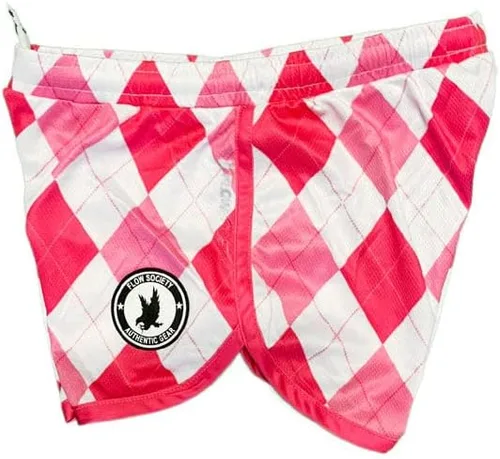 Miniatura 2 de Flow Society Pantalones cortos deportivos para niñas Argyle rosa y blanco, Rosado y blanco
