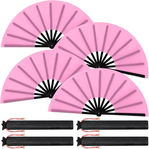 Miniatura 8 de Maitys Paquete de 2 ventiladores de mano plegables grandes de 13 pulgadas, ventiladores chinos de mano grandes para baile de línea, Tai Chi