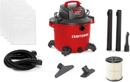 CRAFTSMAN CMXEVBE18595 - Aspiradora húmeda y seca de 16 galones, 6.5 HP de potencia máxima, aspiradora de taller resistente húmeda y seca con