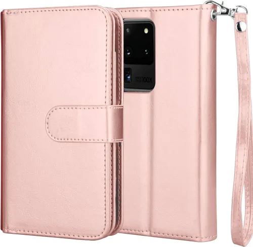 Miniatura 7 de Njjex Funda para Galaxy S20 Ultra 5G, para Samsung Galaxy S20 Ultra (6.9 pulgadas), [9 ranuras para tarjetas] Funda de piel sintética para tarjetas
