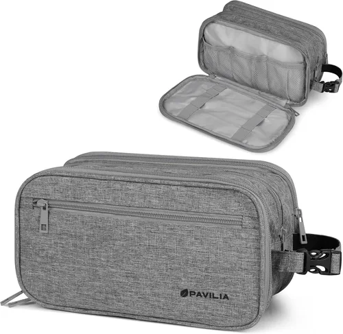 Miniatura 10 de PAVILIA - Bolsa de aseo para hombres, estuche de viaje esencial con kit de afeitado Dopp, bolsa de viaje organizadora de artículos de tocador