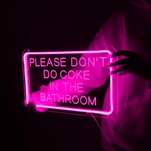 Miniatura 7 de Planzo Letrero de neón LED rosa con texto en inglés «Please Don't Do Coke In The Bath» para el hogar, dormitorio, baño, sala de juegos, bar, tienda