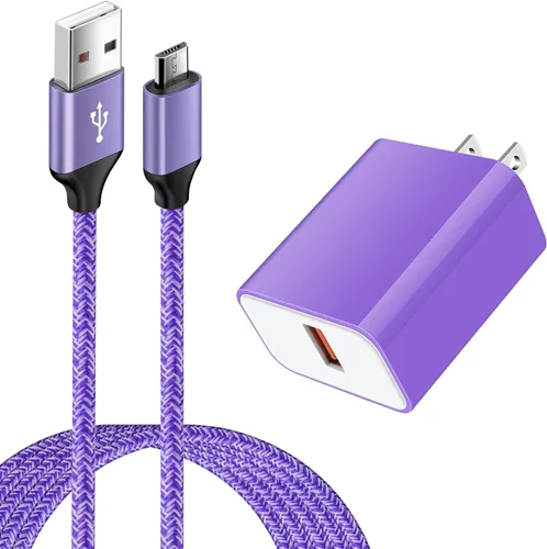 Miniatura 8 de Cargador micro USB, cargador rápido Android, cargador rápido 3.0 USB de pared rápido cable micro USB compatible con Motorola Moto E E5 E4 Plus/Play