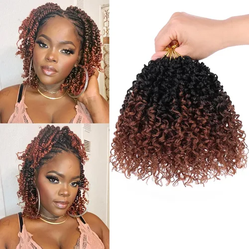Miniatura 13 de Unionbeauty - Paquete de 8 trenzas de ganchillo Yanky Twist de 6 pulgadas, 8 paquetes, color negro natural, micro Passion Twist, extensiones