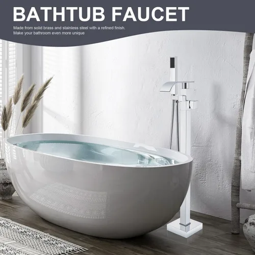 Miniatura 5 de Senlesen Grifo de bañera de pie libre negro mate montado en el suelo grifo de latón grifo de bañera de baño grifos con ducha de mano