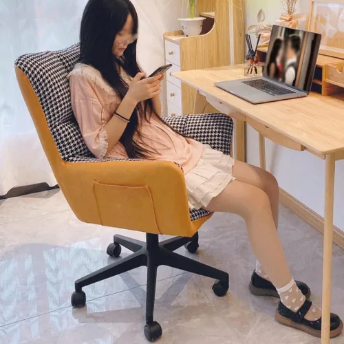 Miniatura 2 de Silla de computadora para el hogar, silla cosmética para el hogar, asiento de dormitorio de estudiantes, silla giratoria de escritorio cómodo (D)