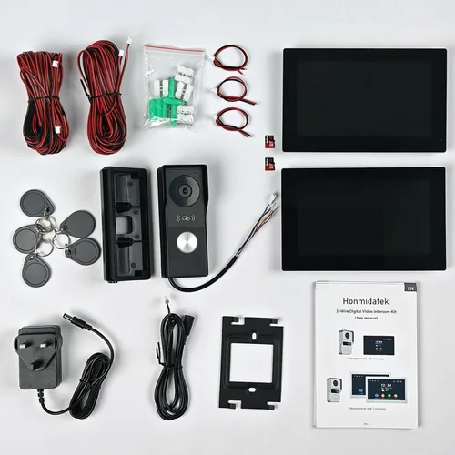 Miniatura 10 de Timbre de video de 1080p con sistema de monitor, portero de video WiFi 1080FHD cámara de metal, 7 pulgadas dos monitores con tarjeta de 32 GB