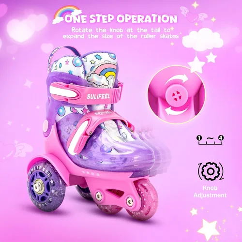 Miniatura 3 de SULIFEEL Patines de Ruedas Ajustables para Niñas Niños Infantiles, Ruedas Divertidas Iluminadas con Luz Flash de Tipo Equilibrio de Tres Puntos