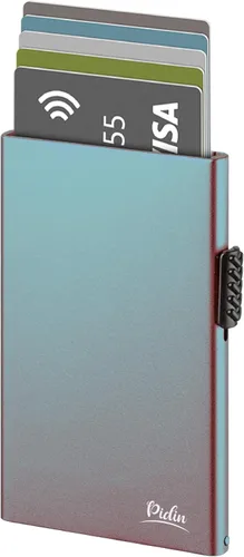 Miniatura 6 de Cartera desplegable, delgada y minimalista para tarjetas de crédito para hombres y mujeres, tarjetero para 7 tarjetas, protección RFID, cartera