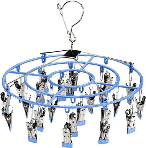 Miniatura 11 de PHYDELU Estante de secado para ropa con 24 clips, colgador de calcetines para secar, colgar ropa para secadora, ropa interior, perchas para ropa