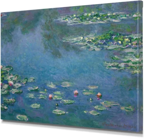 Miniatura 67 de IPIC - Reproducción artística de los lirios de agua de Claude Monet 1906, impresiones giclée coinciden con el marco dorado clásico, arte de pared