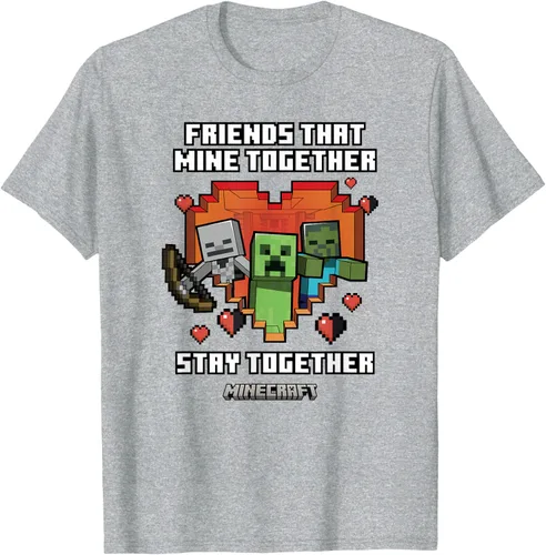 Miniatura 6 de Minecraft Camiseta de San Valentín Friends That Mine Together Mobs, Negro