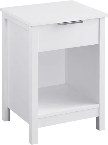 Miniatura 9 de Mesita de noche con estación de carga, mesita de noche con 2 cajones, mesa auxiliar de madera con cajón y estante de apertura, mesa auxiliar