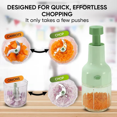 Miniatura 6 de Brieftons Express – Picadora manual: 2 tazas, cortador manual de verduras para picar vegetales, frutas, hierbas, picador de ajo y cebolla para Verde