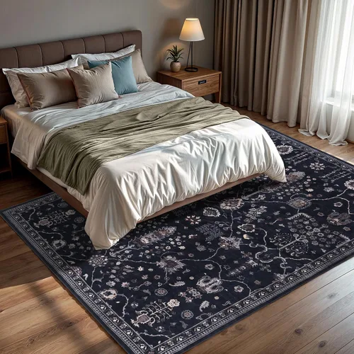 Miniatura 60 de GLN Rugs Traditional Collection - Alfombra de felpilla lavable a máquina, tradicional lavable, antideslizante, alfombra de felpilla de pelo corto