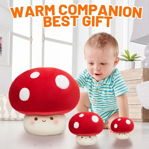 Miniatura 5 de Juguete de peluche grande de hongo, almohada de peluche de hongo, juguete de peluche, regalo para cumpleaños y San Valentín (rojo, 24 pulgadas)