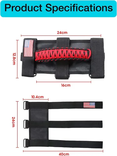 Miniatura 6 de GAIZON Paquete de 2 asas de agarre de barra antivuelco, asas de paracaídas para Jeep Wrangler CJ YJ TJ JL JK LJ JLU JKU Sahara Freedom Rubicon, Rojo