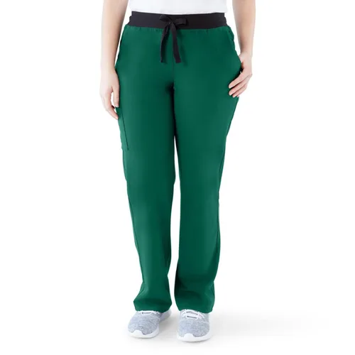 Miniatura 94 de ave. Varick - Pantalón médico de tiro medio para mujer, pierna recta, seis bolsillos, color azul caribeño, talla S