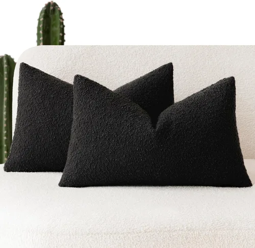 Miniatura 60 de Foindtower - Juego de 2 fundas decorativas de textura de bucle, fundas de almohada acentuadas, fundas de cojín sólidas, neutrales, para sofá, silla