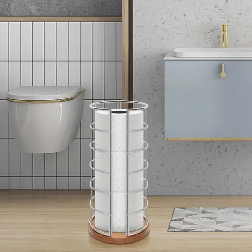 Miniatura 8 de NearMoon Soporte organizador de papel higiénico, almacenamiento independiente de 3 rollos de papel higiénico, accesorio de baño de metal, soporte
