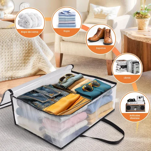 Miniatura 6 de TasticTotes Paquete de 6 bolsas de almacenamiento transparentes para edredón, ropa y ropa de cama, almacenamiento de mantas de plástico