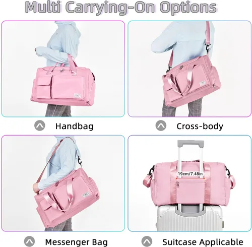 Miniatura 6 de FIORETTO - Bolsa de deporte para mujer con compartimento para zapatos, capacidad de 37 litros, ideal para viajes, gimnasio, deportes, fines de semana