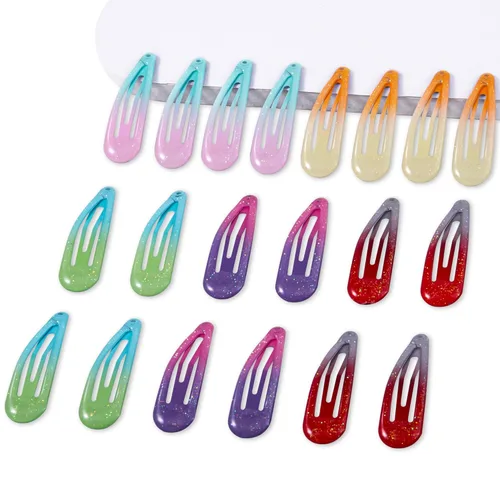 20 pinzas metálicas para cabello con cierre a presión en forma de gota de agua, pasadores antideslizantes para mujeres, pinzas pequeñas brillantes