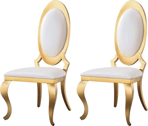 Miniatura 19 de Juego de 6 sillas de comedor modernas tapizadas de cuero con patas de acero inoxidable plateadas, sillas de cocina contemporáneas sin brazos