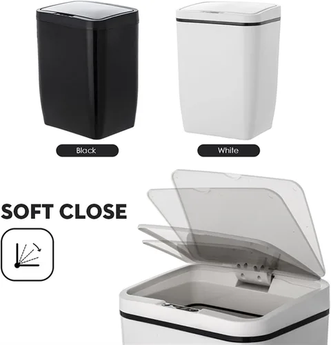 Miniatura 6 de BONAD Basurero de cocina de 12 litros de inducción para dormitorio, sala de estar, baño con tapa, papelera para el hogar, papelera automática
