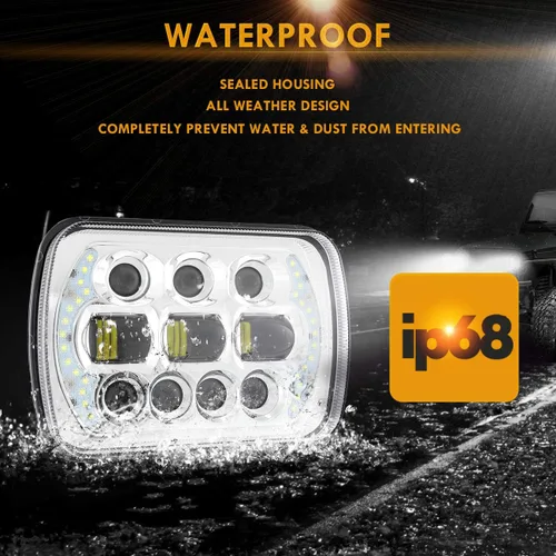 Miniatura 4 de Auxbeam Faro LED de 5 x 7 de haz alto y bajo, 85 W, 7 x 6 pulgadas, con ojos en ángulo DRL, aprobado por DOT, H6054 para Jeep Wrangler Cherokee XJ