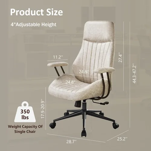 Miniatura 2 de Silla de oficina para el hogar con respaldo alto, silla ejecutiva vintage de mediados de siglo, silla de oficina ergonómica y cómoda con soporte