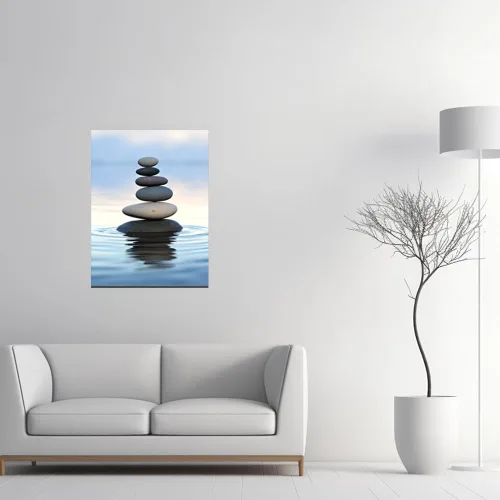 Miniatura 4 de QIXIANG Lienzo de arte para pared, pintura de piedra zen, arte de meditación, spa, arte para spa, sala de yoga, baño, decoración de pared