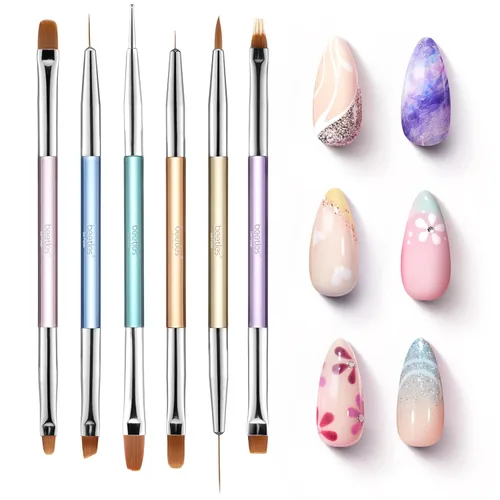 Miniatura 16 de Beetles Gel Polish Juego de 7 pinceles para arte de uñas, pinceles de diseño de uñas para esmalte de gel, manicura de salón de bricolaje