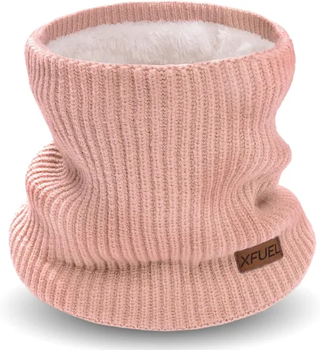 Miniatura 20 de Calentador de cuello para niños, polaina de cuello de invierno tejida, bufanda infinita con forro polar para niños y niñas, máscara de esquí
