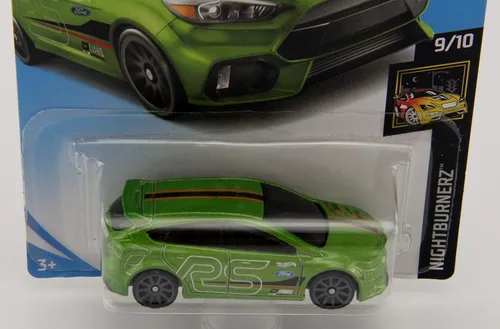 Miniatura 2 de Hot Wheels 2019 Basic Mainline Nightburnerz: Ford Focus RS (Verde) - Tarjeta internacional