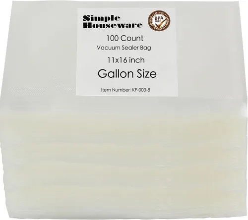 Miniatura 9 de Simple Houseware Bolsas selladoras al vacío precortadas, 100 cuartos de galón de 8 x 12 pulgadas para almacenamiento de alimentos, sin BPA