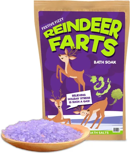 Reindeer Fizzing Bath Soak - Regalo único de broma navideña para niños - Divertidos regalos de baño de Navidad para adolescentes, sales de baño