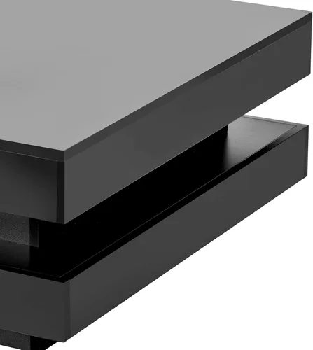 Miniatura 9 de Mesa de centro cuadrada moderna con iluminación LED de 16 colores, mesa central de 2 niveles, mesa de cóctel de alto brillo para sala de estar Negro