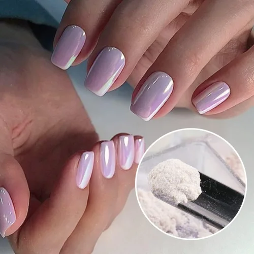 Miniatura 2 de Polvo de uñas cromado con efecto espejo metálico de 6 rejillas, pigmento aurora, brillo holográfico, iridiscente, polvo de manicura, esmalte de gel