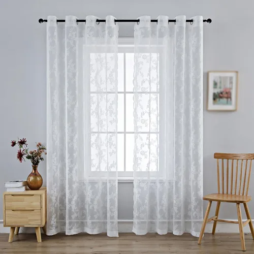 Miniatura 11 de Anytime Paneles de Cortinas Transparentes Arcoíris para Sala de Estar Elegantes Juegos de Tratamiento de Ventanas Translúcidas Filtrantes de Luz
