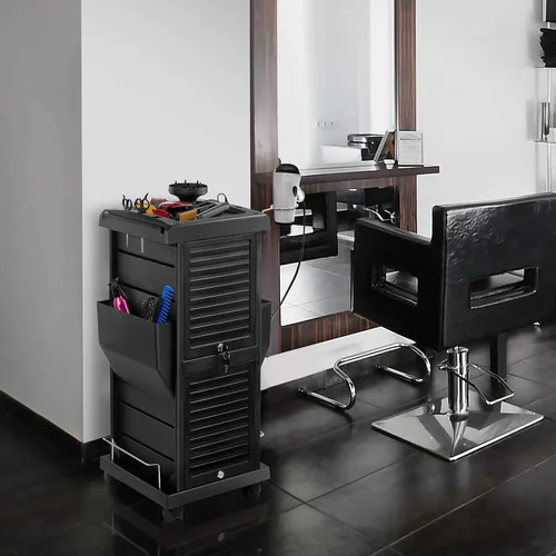 Miniatura 4 de Saloniture Carrito Trolley Rodante con Cierre Premium con Bolsillos - Negro