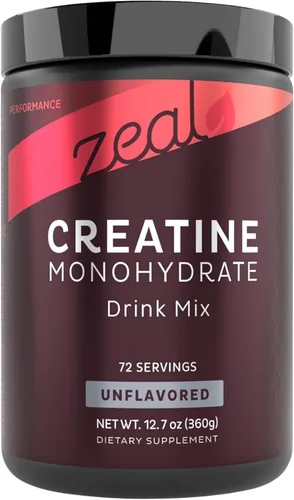 Zeal - Monohidrato de creatina micronizada en polvo | Creatina pura sin sabor | 0.18 oz por porción, 72 porciones | Apoya el crecimiento muscular,