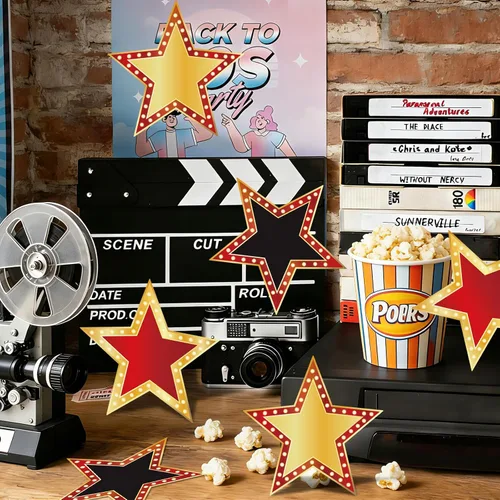 Miniatura 3 de Starboling 90 piezas de cartón de estrella de cine, 3 estilos de alfombra roja, recortes nocturnos para tablón de anuncios, decoración de fiesta