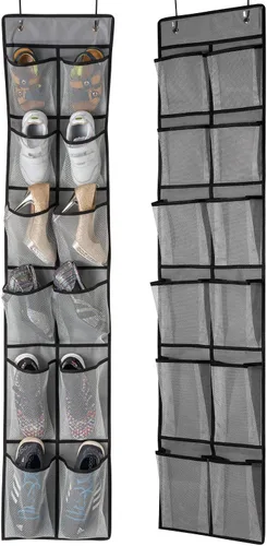 Miniatura 8 de KEEPJOY Organizador de zapatos sobre la puerta, organizador de zapatos colgante con 12 bolsillos de malla, organizador de zapatos para armario