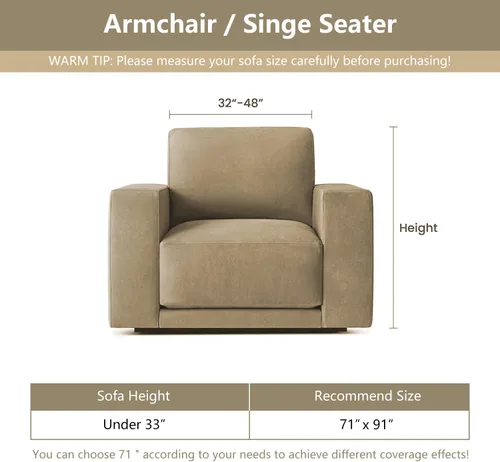 Miniatura 6 de MYSKY HOME Fundas para sillón, funda para silla reclinable, color beige, fundas de sofá para sofá modular en forma de L, fundas de sofá de gran