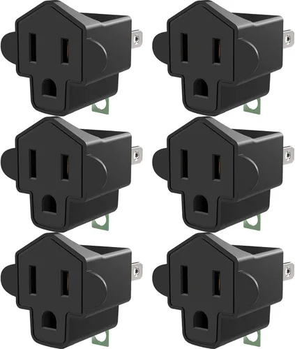 Miniatura 9 de JACKYLED - Clavija convertidora de 3 a 2 navajas, adaptador de toma a tierra. Convertidor de pared de material ignífugo resiste hasta 392 °F