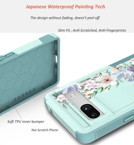 Miniatura 6 de Funda para Google Pixel 7a 5G: lindo diseño floral de flores delgadas para niñas y mujeres, funda de silicona suave de TPU para teléfono celular