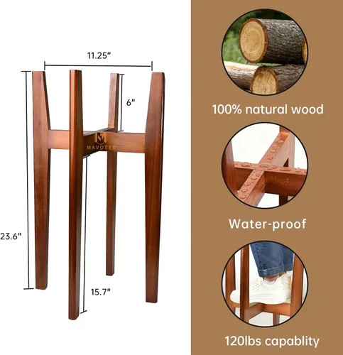 Miniatura 2 de MAVOTER - Soporte para plantas de 24" de altura, soportes de madera para plantas de interior, soporte de esquina para plantas de estilo moderno